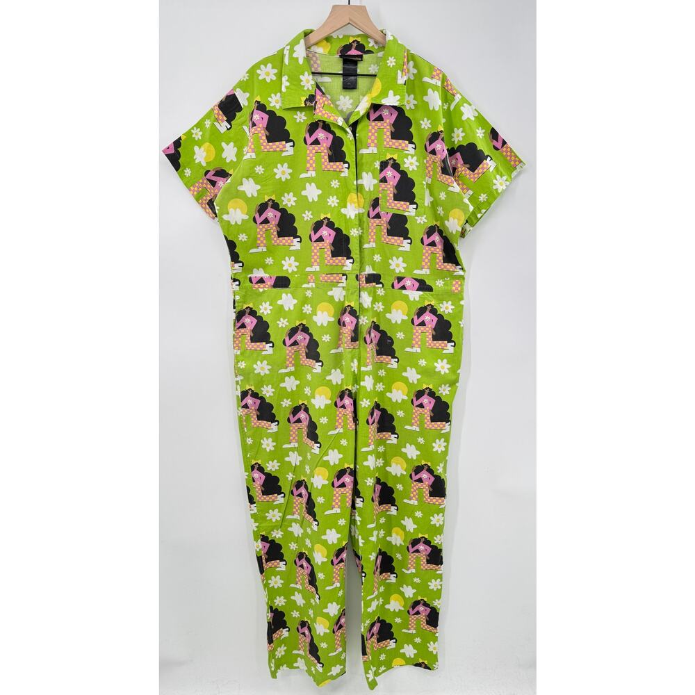 Nooworks Twill Coveralls Green Checkered Ladies Pantsuit Jumpsuit 4XL 4X